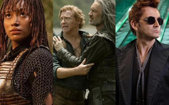 Imágenes de ‘The Acolyte’, ‘Nuestra bandera significa muerte’ y ‘Good Omens’. / Disney+ / Max / Prime Video Imágenes de ‘The Acolyte’, ‘Nuestra bandera significa muerte’ y ‘Good Omens’.